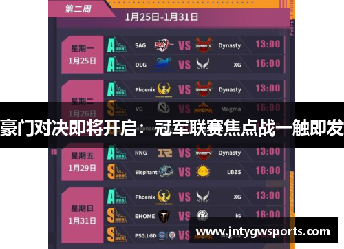 豪门对决即将开启：冠军联赛焦点战一触即发