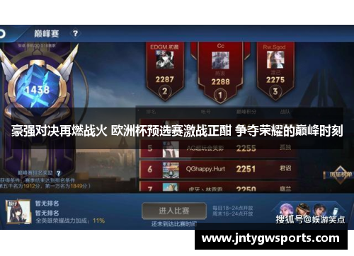 豪强对决再燃战火 欧洲杯预选赛激战正酣 争夺荣耀的巅峰时刻